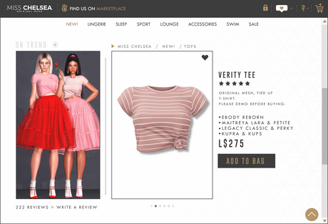 Second Life Marketplace - .miss chelsea. Verity Tee Nude Stripes